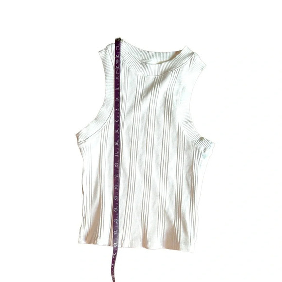 Zara Tank Top White Ribbed Stretch Size Small Excellent Condition Round Neck - Picture 4 of 7